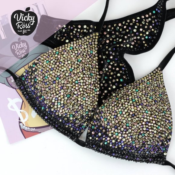Pro Gradient Black Gold Competition Bikini Suit